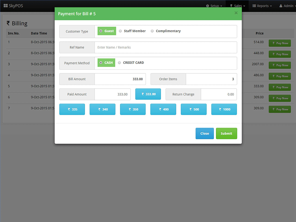 Payment Screen