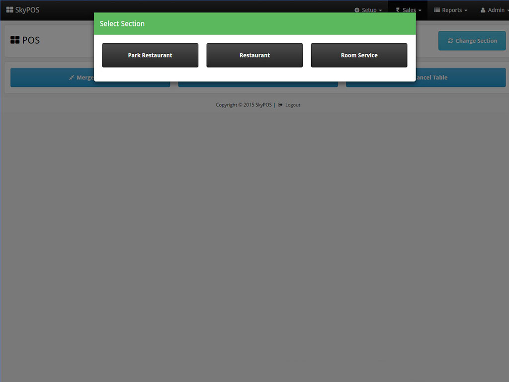 Select Section Screen